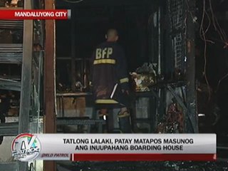 Boarding house blaze kills 3 in Mandaluyong