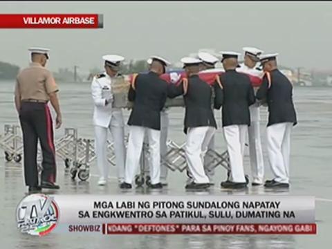 Bodies of soldiers killed in Sulu clash now in Villamor