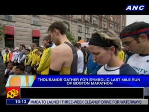 Thousands gather for symbolic last mile run of Boston Marathon