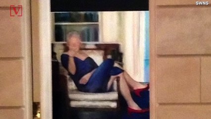 Photo Taken Inside Jeffrey Epstein’s NY Mansion Shows Portrait of Bill Clinton in Blue Dress & Red Heels