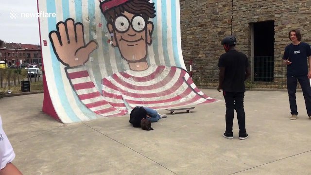 Gnarly! Skateboarder tries epic ramp in Belgium but epically fails