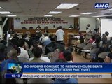 Comelec: Reserving house seat for Senior Citizens Party-list may dislodge another group