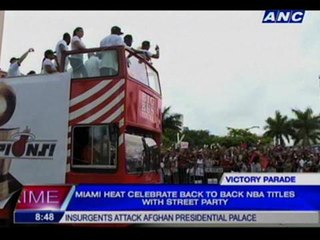 Miami Heat celebrate back-to-back NBA titles with street party