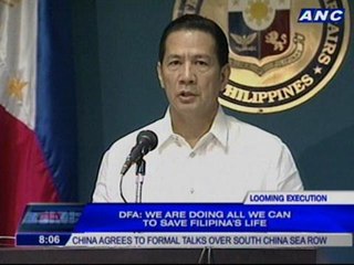 DFA: We are doing all we can to save Filipina's life