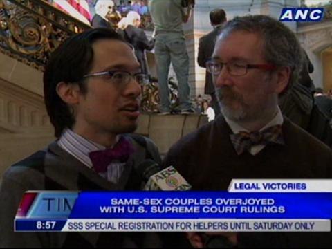 Same-sex couples overjoyed with US Supreme Court rulings