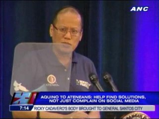 PNoy tells Ateneans: Help find solutions, don't just complain