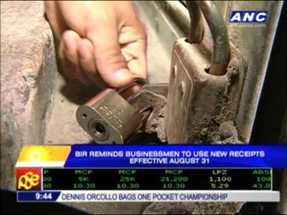 BIR to businessmen- Use new receipts starting Aug 31