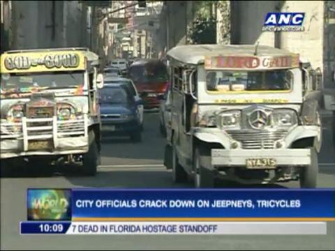 Manila City officials crack down on jeepneys, tricycles