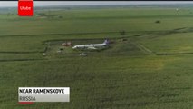 Russian plane crash lands in corn field after hitting a flock of birds