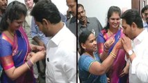హ్యాపీ రక్షా బంధన్ జగన్ అన్నా || YS Jagan Lady Fans Celebrating Rakhi With Him || Oneindia Telugu