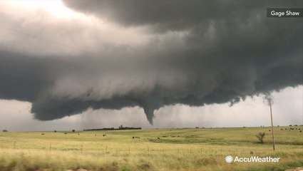 Large tornado spotted shredding through Kansas