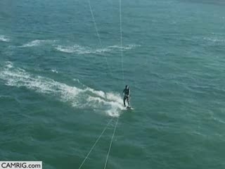 Shark jumping behind Kitesurfer