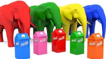 Aprende colores con elefantes de leche para niños - Colores con animales para niños Educación 3D