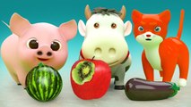 Aprende colores con frutas y verduras para niños - Colores con Animales para niños Educación 3D