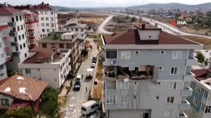 Sancaktepe'de patlamanın yaşandığı bina havadan görüntülendi