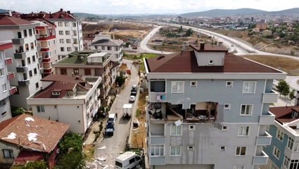 Patlamanın yaşandığı o bina havadan görüntülendi