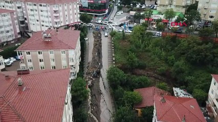 Üsküdar’da çöken yoldaki son durum havadan görüntülendi