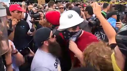 Far-right and anti-fascist groups clash at a rally in the American city of Portland