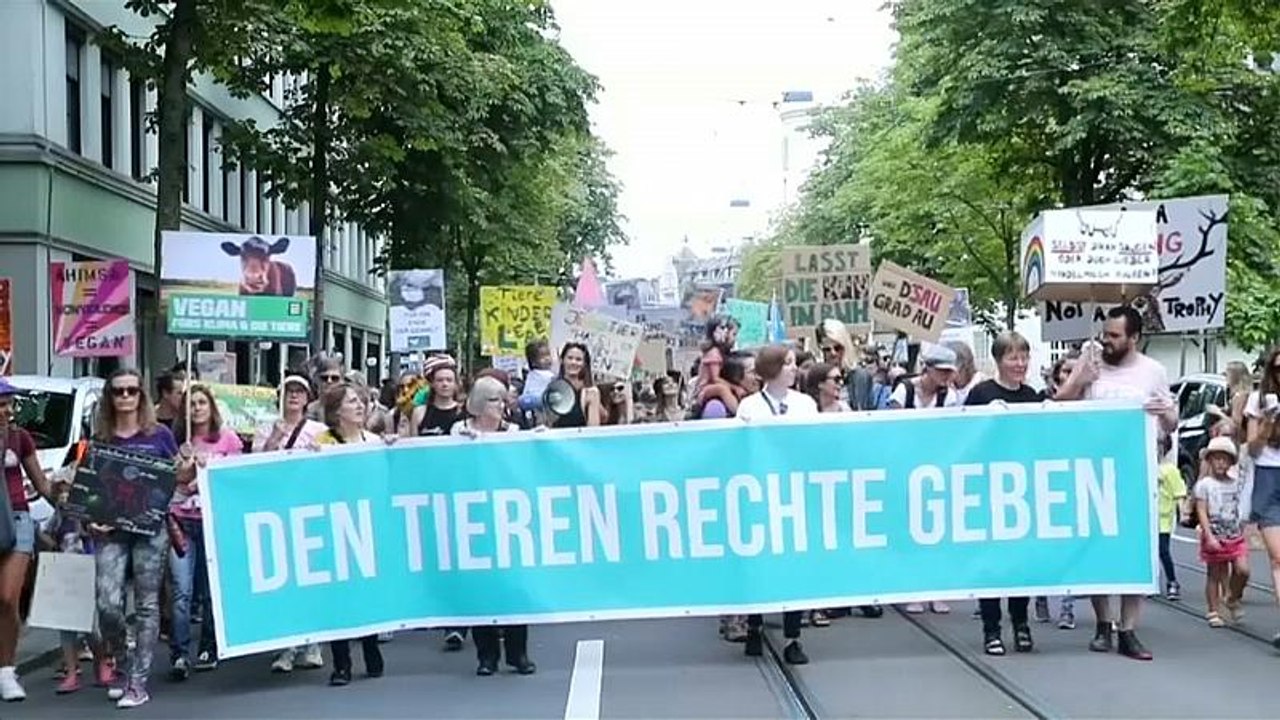 Zürich: Veganer demonstrieren für Tierrechte
