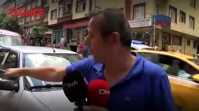 Kaldırımda yürüyen kadının üzerine düştü