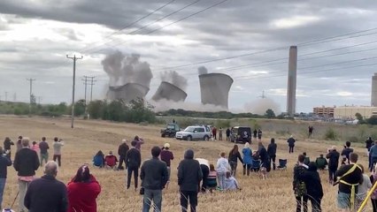 Watch: Landmark Didcot cooling towers destroyed in controlled explosion