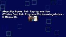 About For Books  Pnl - Reprograme Seu C?rebro Com Pnl - Programa??o Neurolingu?stica - O Manual Do