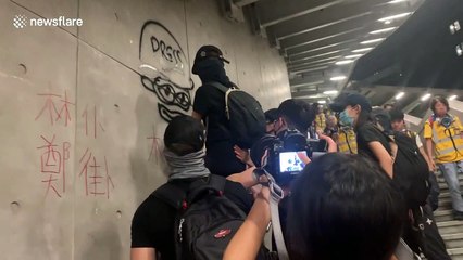 Hong Kong protesters spray-paint Pepe the Frog meme on wall