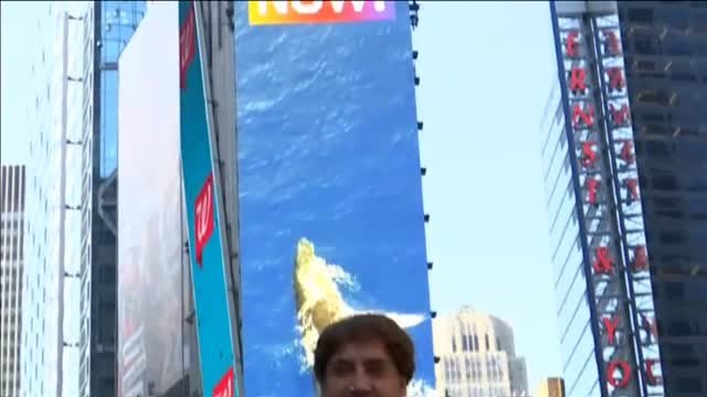 Bardem y Greenpeace piden en Times Square un pacto por lo océanos