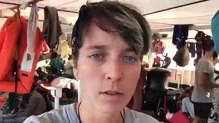 Anabel Montes, jefa de misión del Open Arms, desde el barco.