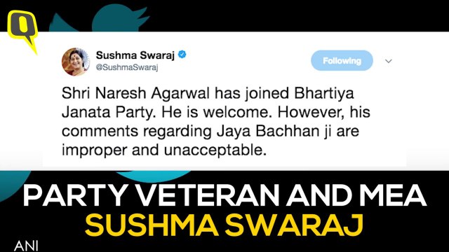 Naresh Agrawal Enters BJP With Sexist Slur, EAM Dubs It ‘Improper’