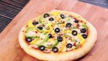 NO YEAST PIZZA ON PAN _ VEGETABLE CHEESE PIZZA RECIPE l EGGLESS & WITHOUT OVEN