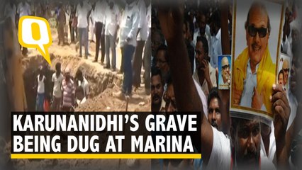 Karunadhi's Grave Dug at Marina beach in Chennai