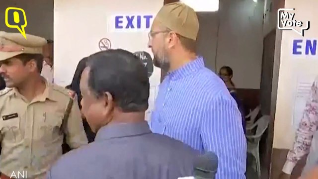 AIMIM President Asaduddin Owaisi Casts his vote at polling booth