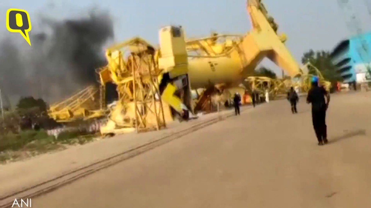 Two Cranes Collide in Kakinada; One Dead, 10 Injured