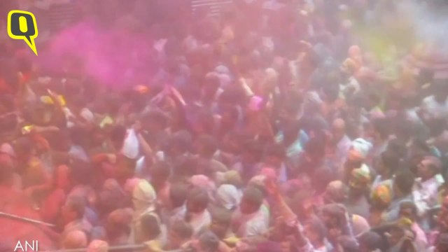People of Vrindavan celebrate the festival of colours