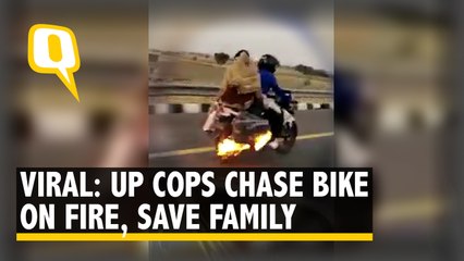 Download Video: UP Cops Chase Bike on Fire, Save Family on Agra-Lucknow Expressway