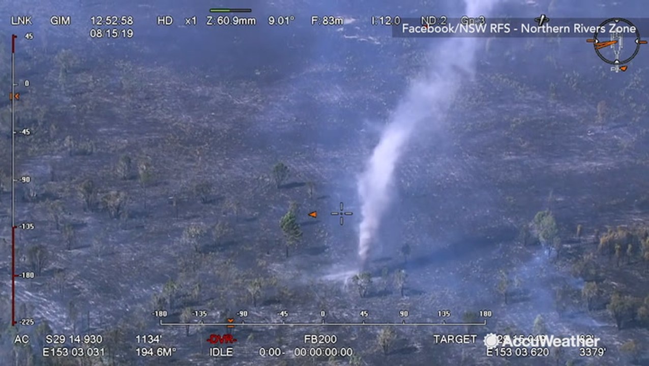 "Smoke devil" swirls rapidly over fire in Australia
