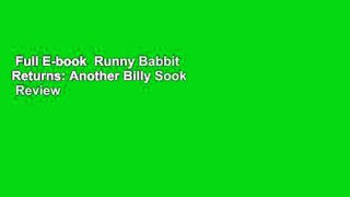 Full E-book  Runny Babbit Returns: Another Billy Sook  Review