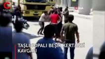 Sokak ortasında taşlı sopalı beşik kertmesi kavgası