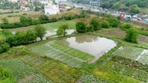 Ataşehir'de su basan seralar havadan görüntülendi