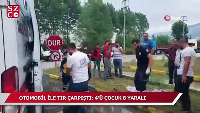 Yabancı plakalı otomobil ile TIR ile çarpıştı: 4’ü çocuk 8 yaralı