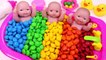 Learn Colors Baby Doll Eat Colors M-Ms Chocolate Bath Time and Ice Cream Cups Surprise Toys