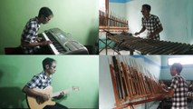 The musical instrument collaboration 'Angklung' with modern instruments in the song 'Prau Layar'