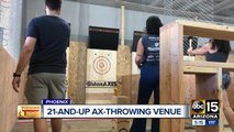 Sneak peek: Ax-throwing venue and bar prepares to open in downtown Phoenix
