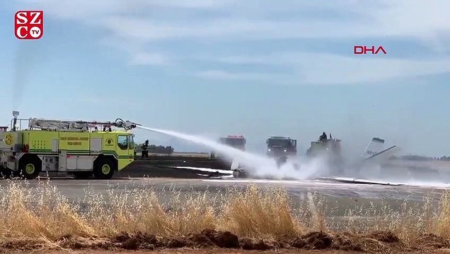 ABD'de küçük uçak kalkış sırasında alev aldı