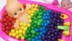 Learn Colors Baby Doll Bath Time DIY Colors Glitter Clay Slime Mini Dot