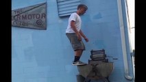 Man flails and fails on a back flip attempt