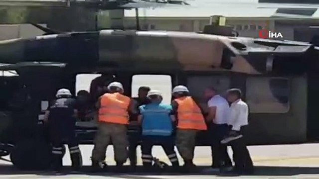 Kayalıklardan düşen çoban askeri helikopterle kurtarıldı