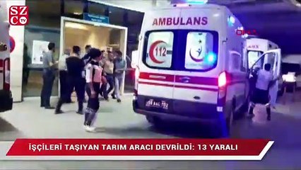 Tarım aracı devrildi: 13 yaralı…