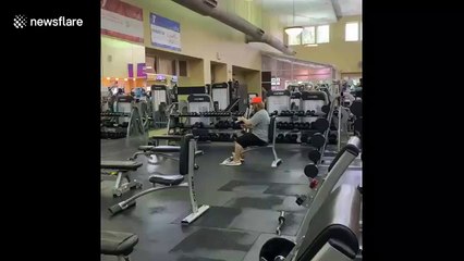 Man 'pops a cold one' at the gym